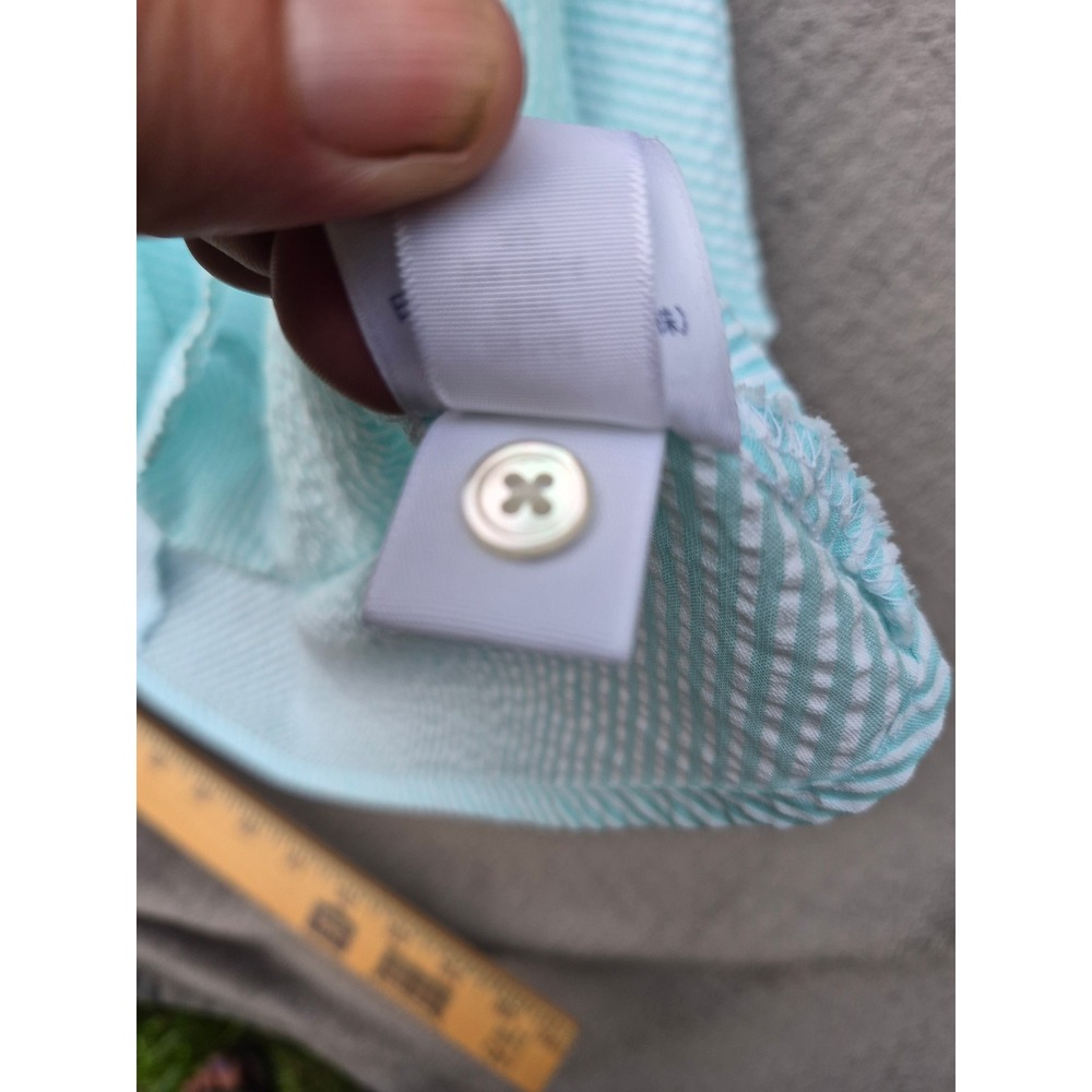 Lands End Womens 14P Blue White Seersucker Sleeveless Button Down nautical NWT - Picture 11 of 12